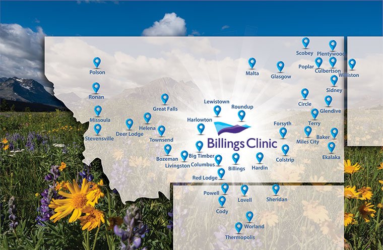 Map of service area and cancer outreach clinics