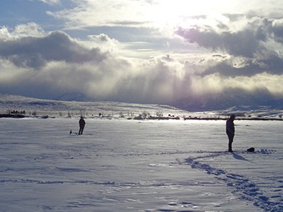 Ice fishing in the Beartooth Mountains